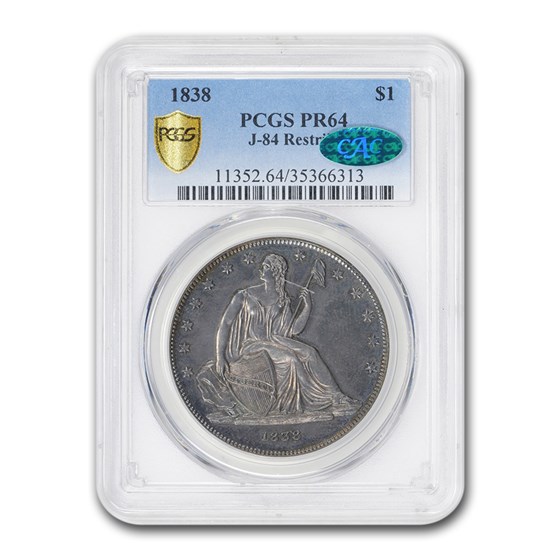 1838 Gobrecht Liberty Seated Dollar PR-64 PCGS (J-84, Restrike) 1838 Gobrecht Liberty Seated Dollar PR-64 PCGS (J-84, Restrike)